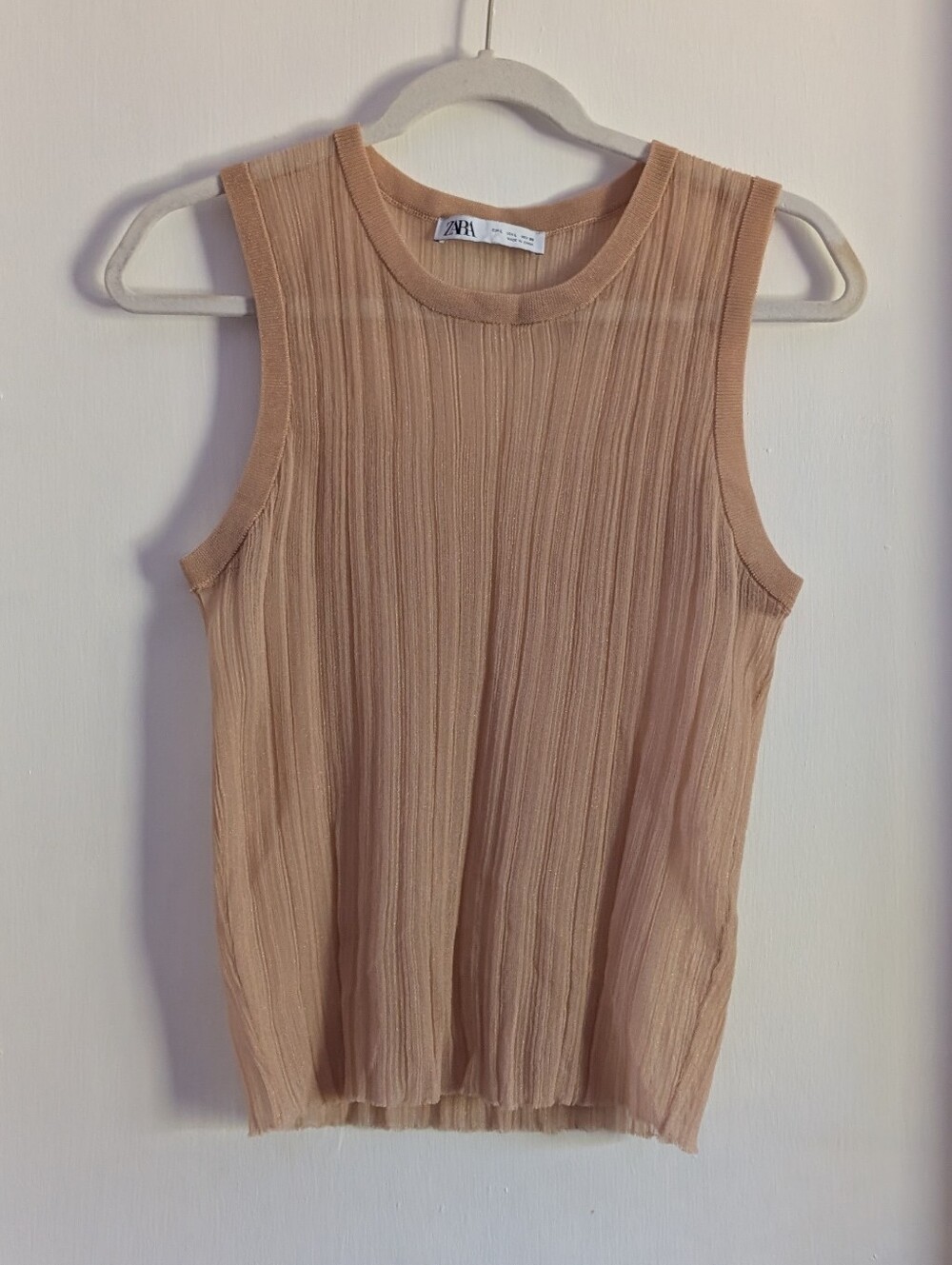 ZARA Sparkle Tan Sheer tank top size L